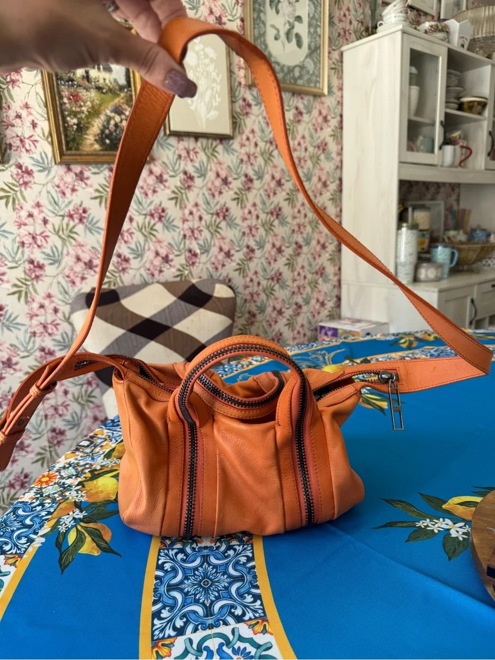 Kelsi Dagger Orange Pebble Leather Satchel